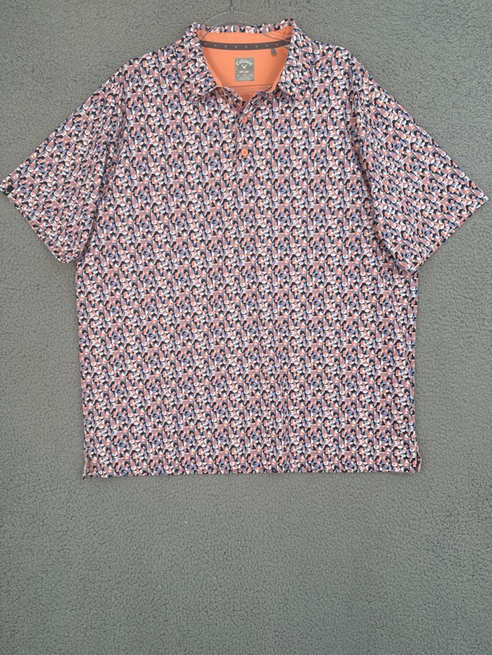 Callaway Opti-Dri Golf shirt Men's XL short sleeve Pink & Navy Geo-Print Polo